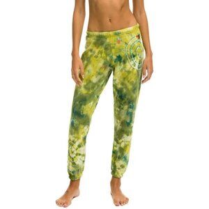 EUC Aviator Nation Green Yellow Tie Die Sweatpants (Small)